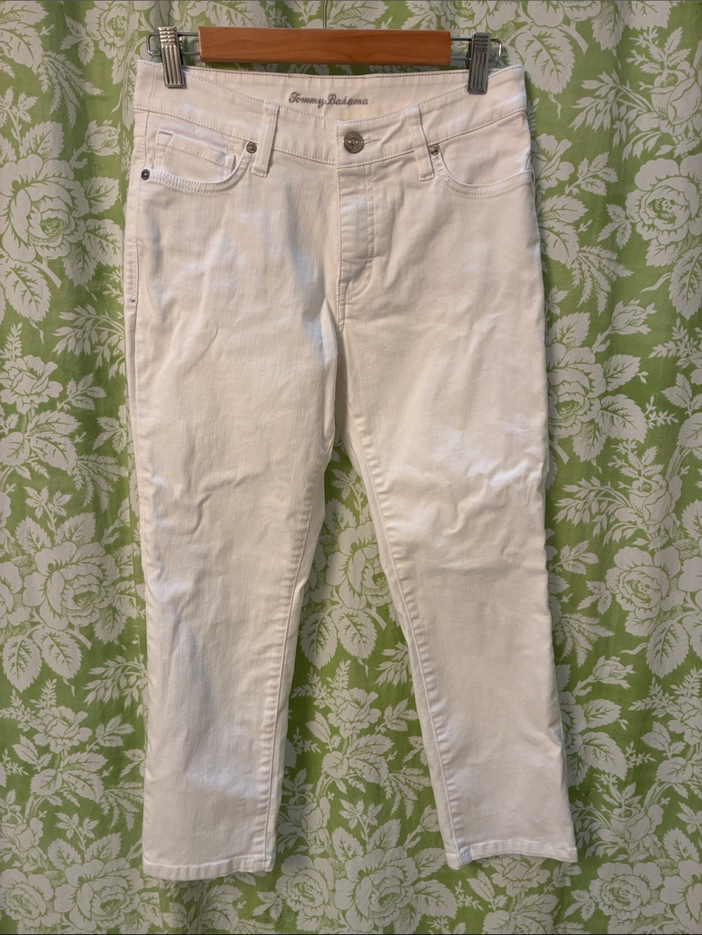 Tommy Bahama White Ella Twill High Rise Cropped Jeans